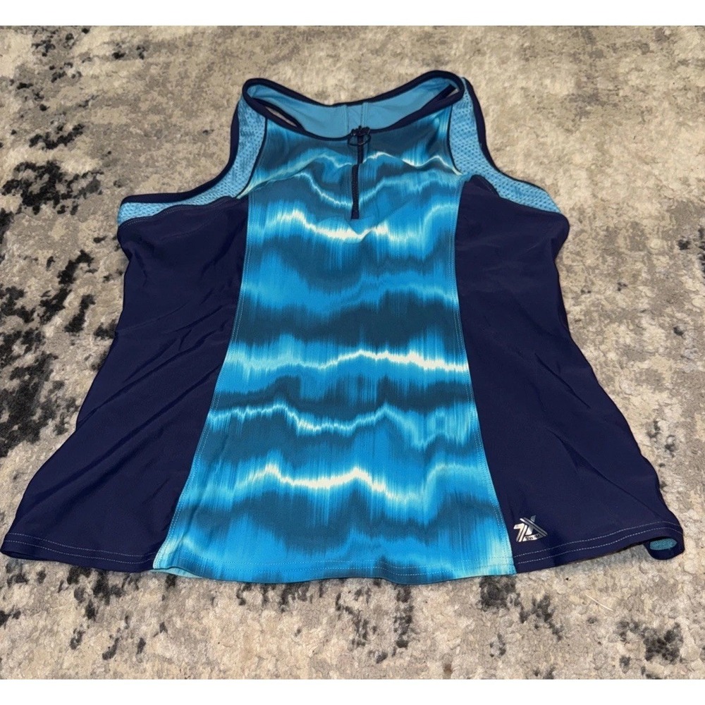 ZeroXposur Womens Tie Dye Tankini Swimsuit Top in Pacific Blue  Sz XL X-Large